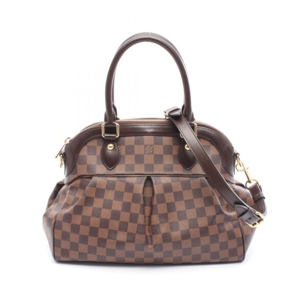 Louis Vuitton Handbag Trevi PM Canvas Leather Ebene Brown